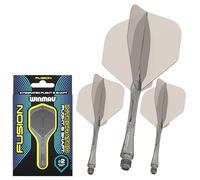 WINMAU Darts Fusion Integrated Flight & Shaft System - No.2 Shape & Design - Grey Colour, Medium Length