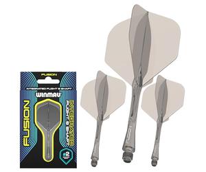 WINMAU Darts Fusion Integrated Flight & Shaft System - No.2 Shape & Design - Grey Colour, Short Length