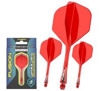 WINMAU Darts Fusion Integrated Flight & Shaft System - No.2 Shape & Design - Red Colour, Intermediate Length