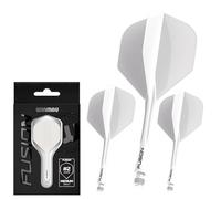 WINMAU Darts Fusion Integrated Flight & Shaft System - No.2 Shape & Design - White Colour, Intermediate Length