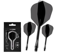 WINMAU Darts Fusion Integrated Flight & Shaft System - No.6 Shape & Design - Black Colour, Intermediate Length