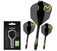 WINMAU Darts Fusion Integrated Flight & Shaft System - No.6 Shape & Design - MVG Black Colour, Short Length