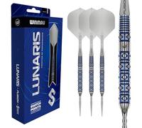 WINMAU Darts - Lunaris 90% Tungsten Darts Set | Fusion Clear Short Shaft | Groove & Smooth Switch Point | Parallel 23 g/25 g, Tapered 22 g/24 g Blue & Silver Barrels | Rapid-Change System