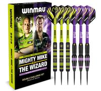 WINMAU Darts Michael 'MvG' Van Gerwen Vs Simon 'The Wizard' Whitlock | Twin Set | 22g Steeltip Brass Darts Set with Flights and Shafts (Stems)