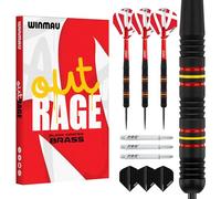 WINMAU Darts | Outrage Professional Darts Set 21g Steel Tip | Brass Dart Set |Outrage Red White Flights or Prism Alpha Black Flights - Pro Force Shafts | Amazon Exclusive
