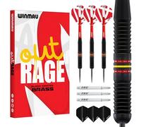 WINMAU Darts | Outrage Professional Darts Set 22g Steel Tip | Brass Dart Set |Outrage Red White Flights or Prism Alpha Black Flights - Pro Force Shafts | Amazon Exclusive