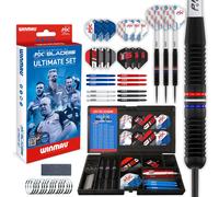 WINMAU Darts ? PDC Ultimate Set ? 22g Steel Tip Professional Brass Darts Set and Accessories ? Includes Dart Flights, Shafts, Point Sharpener & Black