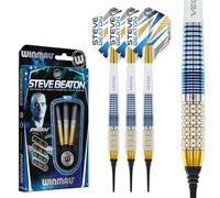 WINMAU Darts - Professional Player - Steve Beaton Legacy Edition 90% Tungsten 18g Barrel / 20g Full Weight Soft Tip Darts Set with Dart Flights and Dart Shafts (Stems)
