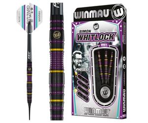 WINMAU Darts - Simon Whitlock 85% Pro-Series 18g Barrel / 20g Full Weight Soft Tip Darts Set with Dart Flights and Dart Shafts (Stems)
