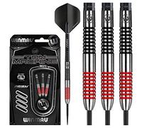 WINMAU Darts Ton Machine Professional Tungsten Darts Set with Prism Flights and Shafts (Stems) 22g | 23g | 24g | 26g | 27g Gram Steeltip Dart Set (Red, 26g)