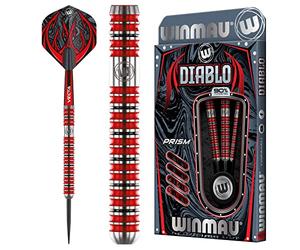 WINMAU Diablo 22 Gram Professional Steeltip Tungsten Darts Set with Flights and Stems (Shafts)