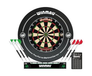 Winmau |Diamond Plus Dart Board, Cabinet set or Surround Set | Professional Winmau Dart Board | Staple-Free Bullseye | Angled Wiring Reduces Bounce-Outs