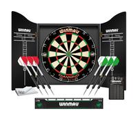 WINMAU Diamond Plus Dartboard Set - Professional Bristle Dart Board with Black Dartboard Cabinet | 2 Darts Sets, Oche Line, Chalk & Towel | Complete