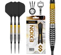 WINMAU Darts - Exion 24g Steel Tip Dart Set | Professional 90% Tungsten Darts Set | Switch Point Tech | Onyx & Gold Torpedo Barrels | 2x Interchangeable Points (Wave/Smooth) Rapid-Change System