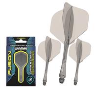 WINMAU Fusion Dark Grey Smoke Short Intergrated Dart Flight and Shaft System - 1 set per pack (3 flights and shafts in total)