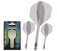 WINMAU Darts Fusion Integrated Flight & Shaft System - No.2 Shape & Design - Clear Colour, Medium Length