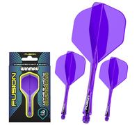 WINMAU Darts Fusion Integrated Flight & Shaft System - No.2 Shape & Design - Purple Colour, Medium Length