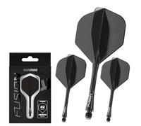 WINMAU Fusion Solid Black Intermediate Intergrated Dart Flight and Shaft System - 1 set per pack (3 flights and shafts in total)