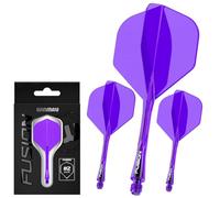 WINMAU Darts Fusion Integrated Flight & Shaft System - No.2 Shape & Design - Purple Colour, Short Length