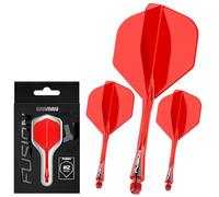 WINMAU Darts Fusion Integrated Flight & Shaft System - No.2 Shape & Design - Red Colour, Short Length