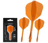 WINMAU Darts Fusion Integrated Flight & Shaft System - No.6 Shape & Design - Orange Colour, Short Length