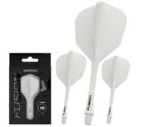 WINMAU Darts Fusion Integrated Flight & Shaft System - No.6 Shape & Design - White Colour, Medium Length
