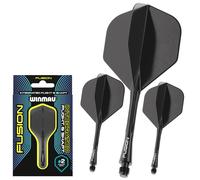 WINMAU Darts Fusion Integrated Flight & Shaft System - No.2 Shape & Design - Black Colour, Short Length