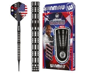 WINMAU Leonard Gates The Soulger 18 Gram Barrel / 20 Gram Full Weight Professional Tungsten Darts Set with Flights and Stems (Shafts)
