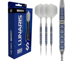 WINMAU | Lunaris | Tapered | Steel Tip | 90% Tungsten Darts Set | Tapered or Parallel Barrel | Darts Accessories: Switch Points, Fusion Integrated Dart Flights & Stems| 22g, 23g, 24g & 25g