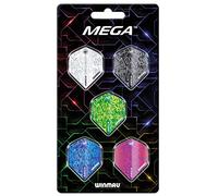 WINMAU - Mega Dart Flight Collection - Dart Flights 5 Sets Per Pack (15 in Total) Extra Thick 100 Micron - Standard Shape Darts Flights - Professional Darts Accessories