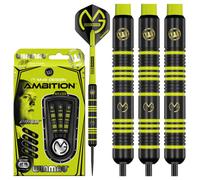 WINMAU Michael Van Gerwen MvG Ambition Brass 24g Professional Steel Tip Darts Set with Flights and Shafts (stems)