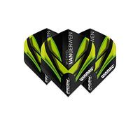 WINMAU MvG Michael Van Gerwen Prism Alpha Black and Green Extra Thick Dart Flights - 1 set per pack (3 flights in total)