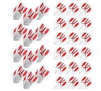WINMAU Prism Alpha Design Extra Thick Dart Flights - 10 sets per pack (30 dart flights in total) (White & Red)