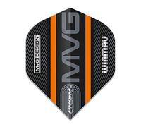 WINMAU Prism Alpha Michael Van Gerwen MvG Black & Orange Logo Stripe Extra Thick Dart Flights - 1 set per pack (3 flights in total)