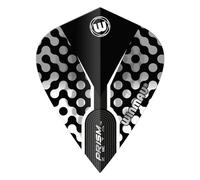 WINMAU Prism Zeta Black, White and Grey Kite Shape Dart Flights - 1 set per pack (3 flights in total)