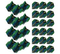 WINMAU Prism Zeta Pattern Design Extra Thick Dart Flights - 10 sets per pack (30 dart flights in total) (Black, Green & Blue)