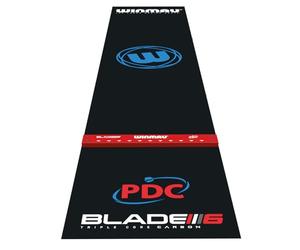 WINMAU Pro Zone Precision PVC Darts Mat with Integrated Raised Darts Oche Line - Full Length - Sl lack Design - Professional Dart Accessories