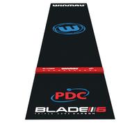 WINMAU Pro Zone Precision PVC Darts Mat with Integrated Raised Darts Oche Line Full Length Sleek Black Design Professional Dart Accessories