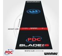 WINMAU Pro Zone Precision PVC Darts Mat with Integrated Raised Darts Oche Line - Full Length - Sl lack Design - Professional Dart Accessories