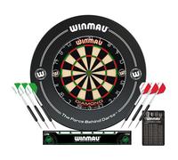 Winmau Professional Dart Set Includes Diamond Plus Dartboard, Black Surround, 2 Sets Of Darts, Official Oche Line