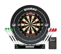 Winmau Professional Dart Set Includes Diamond Plus Dartboard, Black Surround, 2 Sets Of Darts, Official Oche Line
