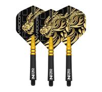 WINMAU RED DRAGON Jonny Clayton | Gold Hardcore Dart Flights & Nitrotech Stems Combo | 2 Sets (6 Dart Flights & Stems) Standard Shape | 100 Micron | Darts Accessories