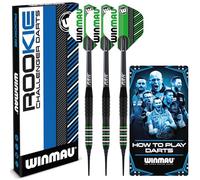 WINMAU Rookie Green Softip (Plastic Tips) Brass Darts Set | Single or Multi Sets | Includes Flights and Shafts (Stems) | Exclusive Darts Booklet | Blue, Red and Green |