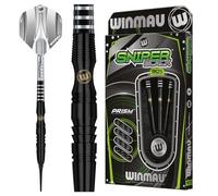 WINMAU Sniper Black 18 Gram Barrel / 20 Gram Full Weight Professional Tungsten Darts Set with Flights and Stems (Shafts)
