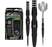 Winmau Sniper Black Darts | Black PVD | Aggressive Grip | 23g & 24g Tungsten Steel Tip Darts 22g