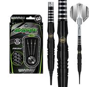 WINMAU Sniper Black 18 Gram Barrel / 20 Gram Full Weight Professional Tungsten Darts Set with Flights and Stems (Shafts)