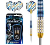 WINMAU Darts - Professional Player - Steve Beaton Legacy Edition 90% Tungsten 24g Steel Tip Darts Set with Dart Flights and Dart Shafts (Stems)
