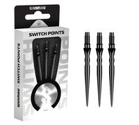 WINMAU - Switch Points - Carbon Steel Tip - Threaded Rapid-Change Mechanism - 1 Set per Pack - Groove Black Effect 26mm - Professional Darts Accessories