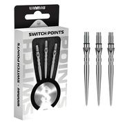 WINMAU - Switch Points - Carbon Steel Tip - Threaded Rapid-Change Mechanism - 1 Set per Pack - Groove Silver Effect 26mm - Professional Darts Accessories