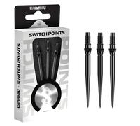 WINMAU - Switch Points - Carbon Steel Tip - Threaded Rapid-Change Mechanism - 1 Set per Pack - Smooth Black Effect 26mm - Professional Darts Accessories
